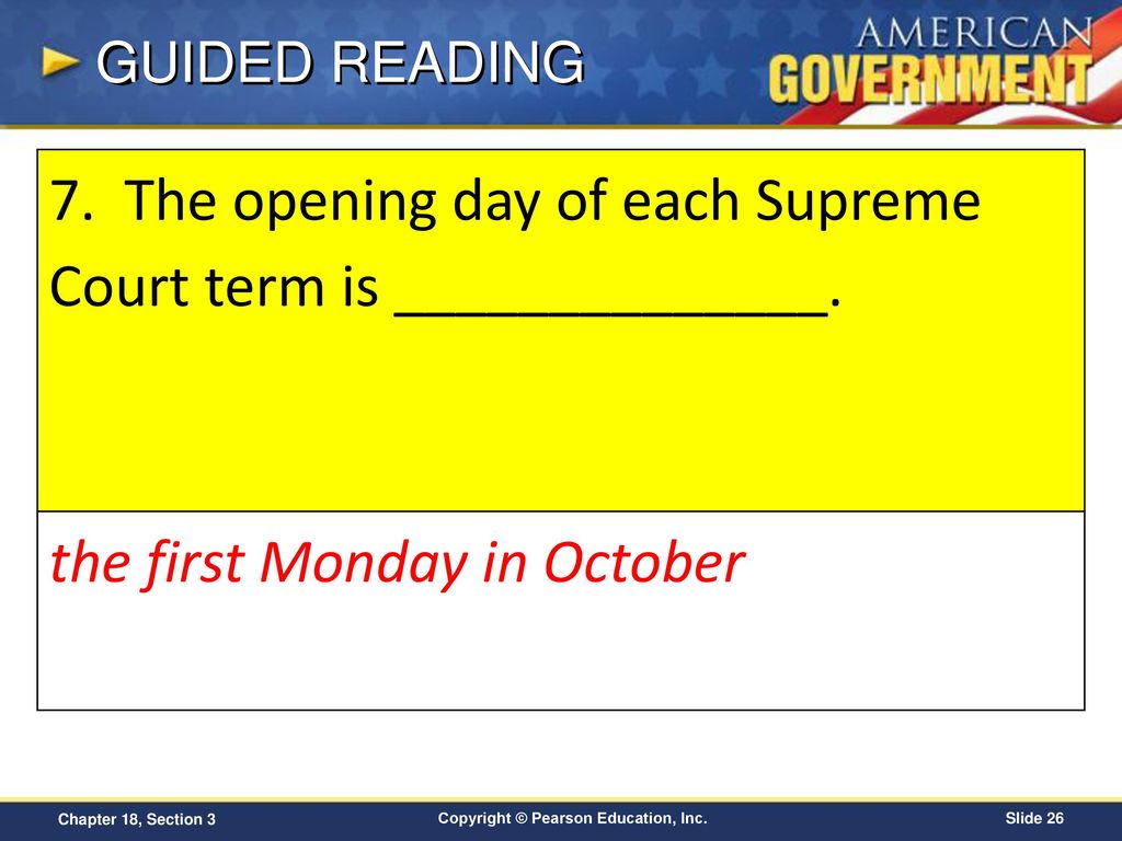 Day of each shop supreme court term is